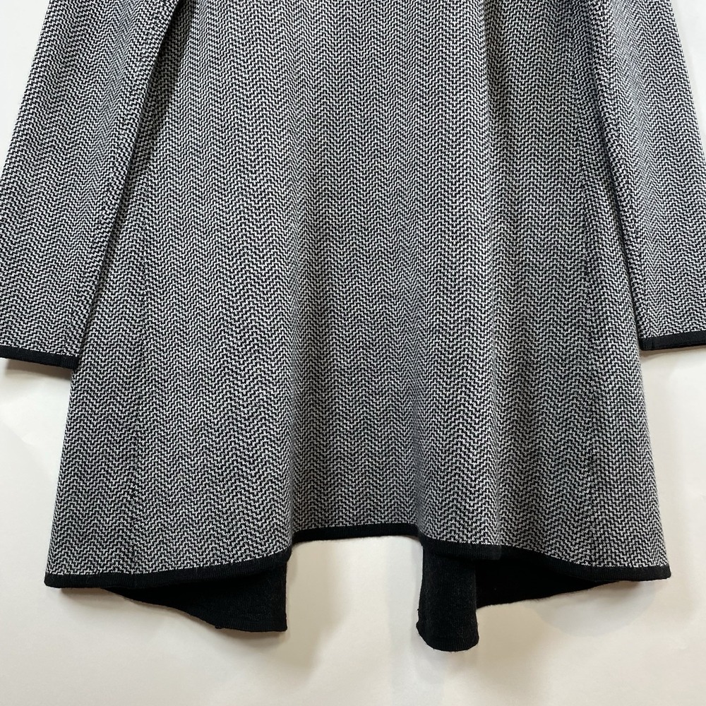 Talbots Womens Merino Wool Front Open Knit Drape Cardigan Herringbone Sz XS Gray - Picture 9 of 16